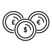 World money coin icon, outline style vector