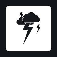 Clouds and lightning icon, simple style vector