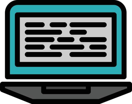 portátil codificación código pantalla computadora color plano icono vector icono banner plantilla