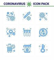 conjunto de iconos covid19 para infografía 9 paquete azul como infección ocular conjuntivitis virus interfaz de virus coronavirus viral 2019nov elementos de diseño de vectores de enfermedad