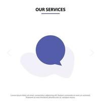 nuestros servicios chat interfaz de instagram icono de glifo sólido plantilla de tarjeta web vector