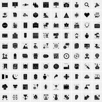 Set of 100 Business Solid Glyph icons vector