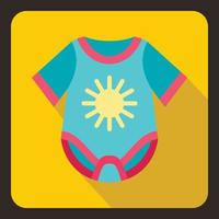 Blue baby bodysuit icon, flat style vector