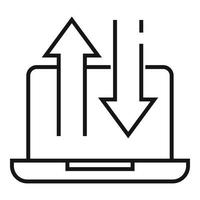 Engineer data laptop icon, outline style vector