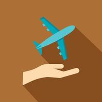 Airplane and palm icon, flat style vector