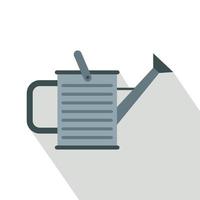 Steel watering can icon, flat style vector