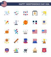 Happy Independence Day Pack of 25 Flats Signs and Symbols for religion outdoor alert match camping Editable USA Day Vector Design Elements