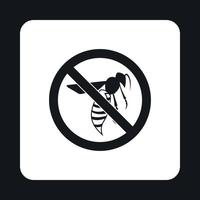 Prohibition sign wasps icon, simple style vector