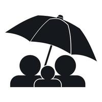 Family under umbrella icon, simple style vector