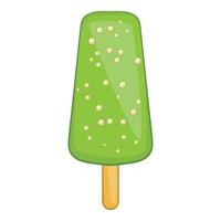 icono de helado verde, estilo de dibujos animados vector