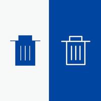 Delete Interface Trash User Line and Glyph Solid icon Blue banner Line and Glyph Solid icon Blue banner vector
