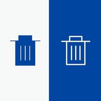 Delete Interface Trash User Line and Glyph Solid icon Blue banner Line and Glyph Solid icon Blue banner vector