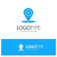 Location Navigation Place delete Blue Solid Logo with place for tagline vector