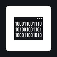 Binary code on screen icon, simple style vector