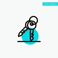 Key Keys Security Room turquoise highlight circle point Vector icon