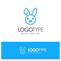 conejito conejo de pascua contorno azul logotipo lugar para eslogan vector