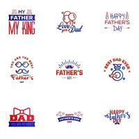 Happy Fathers Day Greeting Card 9 Blue and red Happy fathers day card vintage retro type font Editable Vector Design Elements