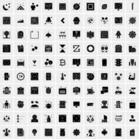 Set of 100 Business Solid Glyph icons vector