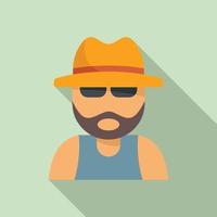 Man hitchhiking icon, flat style vector