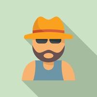 Man hitchhiking icon, flat style vector