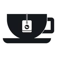 Cup of tea with tea bag icon, simple style vector