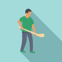 Hurling player icon, flat style vector