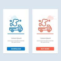 Automobile Truck Emission Gas Pollution  Blue and Red Download and Buy Now web Widget Card Template vector