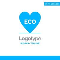 Eco Heart Love Environment Blue Solid Logo Template Place for Tagline vector