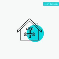 Home Building Construction Repair Hammer Wrench turquoise highlight circle point Vector icon