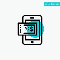 Mobile Shopping Discount turquoise highlight circle point Vector icon