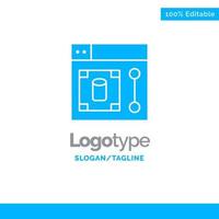 herramienta de diseñador de diseño web plantilla de logotipo sólido azul lugar para el eslogan vector