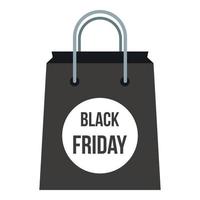 Black Friday bag icon, flat style vector