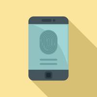 Fingerprint phone authentication icon, flat style vector