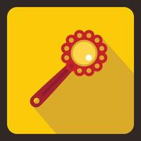 Baby rattle icon, flat style vector