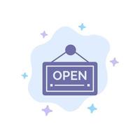 Open Sign Board Hotel Blue Icon on Abstract Cloud Background vector