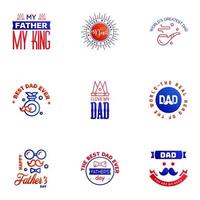 Happy fathers day 9 Blue and red vintage retro type font Illustrator eps10 Editable Vector Design Elements