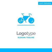 bicicleta movimiento caminar deporte azul empresa logotipo plantilla vector