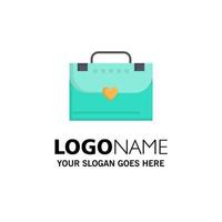 Bag Briefcase Love Business Logo Template Flat Color vector