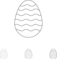 Decoration Easter Easter Egg Egg Bold and thin black line icon set vector