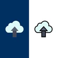 Arrow Upload Up Cloud  Icons Flat and Line Filled Icon Set Vector Blue Background