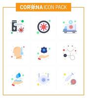 conjunto simple de protección covid19 azul 25 icono del paquete de iconos incluido proteger las manos fiebre ambulancia vehículo frío coronavirus viral 2019nov enfermedad vector elementos de diseño