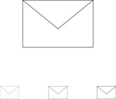 Email Mail Message Bold and thin black line icon set vector