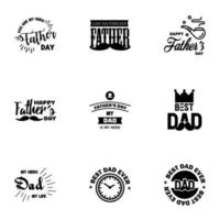 Happy fathers day greeting cards set 9 Black Vector typography lettering Usable for banners print You are the best dad text design Editable Vector Design Elements