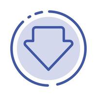 Arrow Down Download Blue Dotted Line Line Icon vector