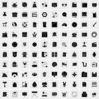 Set of 100 Business Solid Glyph icons vector