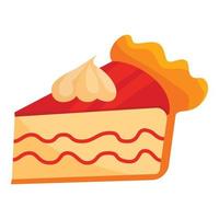 Piece of cake with cream icon, cartoon style vector