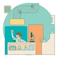 Chemist working in laboratory concept, flat style vector