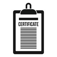 Certificate clipboard icon, simple style vector