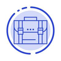 Briefcase Business Case Documents Marketing Portfolio Suitcase Blue Dotted Line Line Icon vector