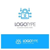 Lock Locked Security Secure Blue Outline Logo Place for Tagline vector
